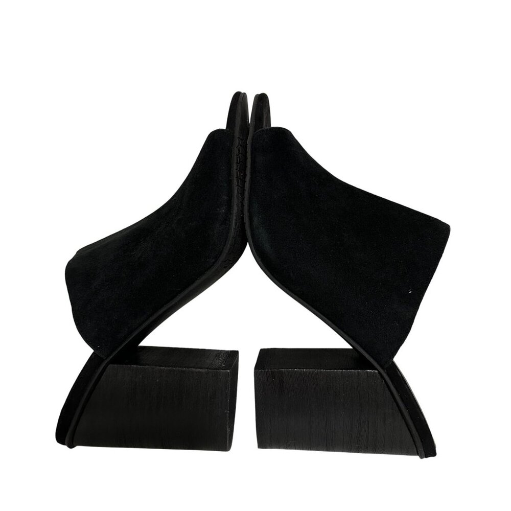 Nordstrom BP. Black Womens Suede Peep-Toe Block Heel Mules SZ 8.5M Slide Goth - Picture 8 of 11